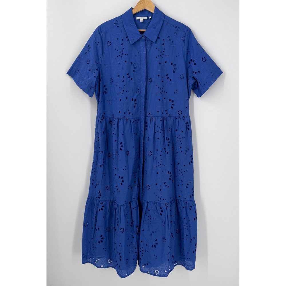 Chicos 100% Cotton Eyelet Tiered Midi Dress Womens SZ 2.5 US 14 Large - Picture 4 of 10